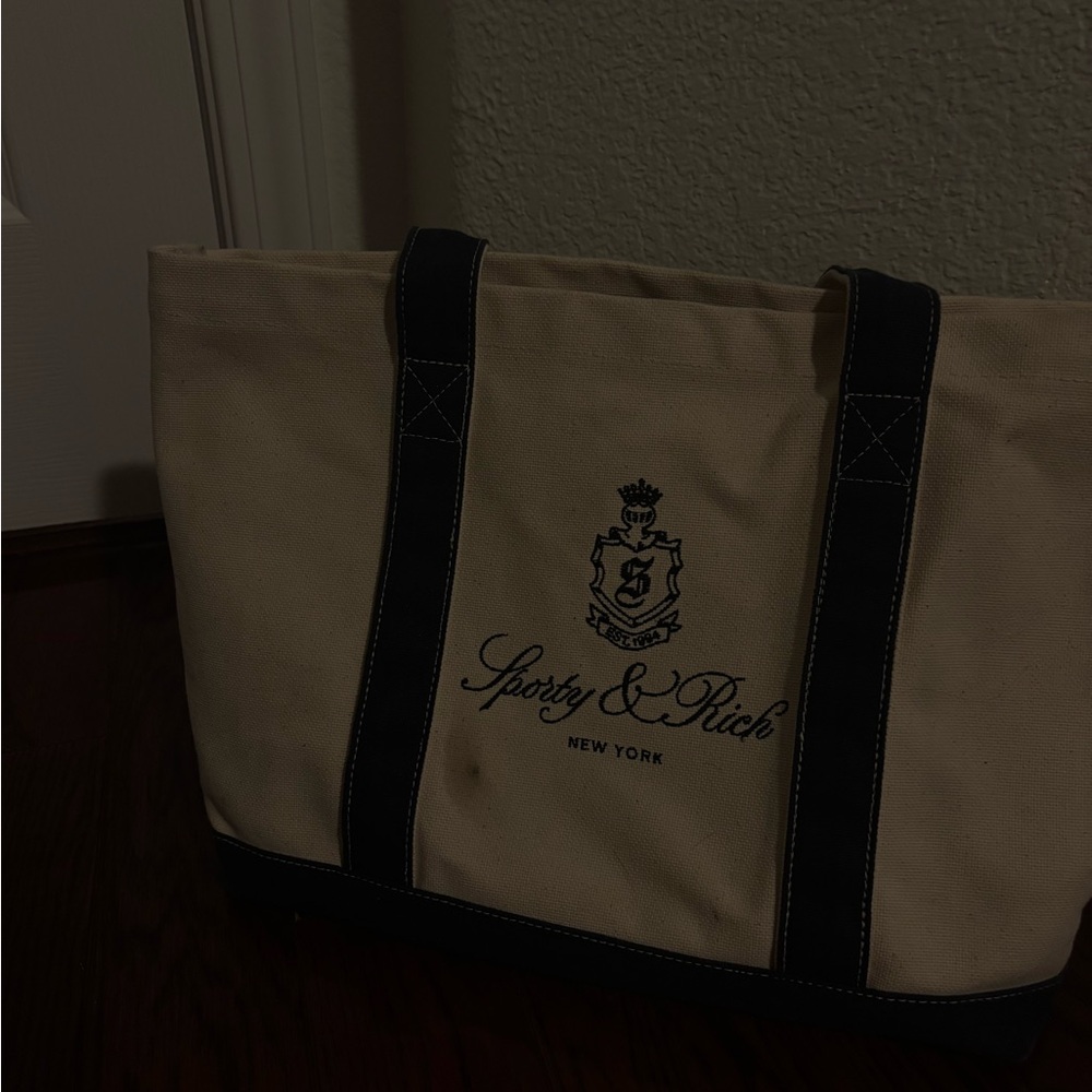 Sporty & Rich Canvas Duffel - Cream with Black Trim